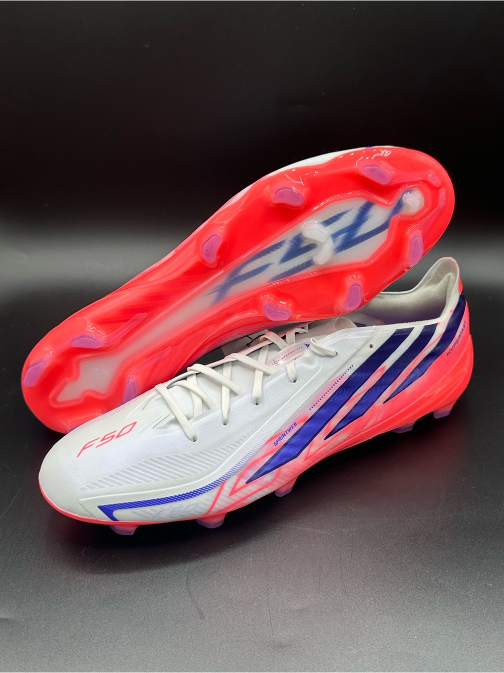 adidas F50 Hyperfast Pro FG Men’s Soccer Cleats White Pink Purple KJ3438 Size 12